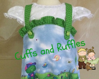 Infant girls ruffled frog romper