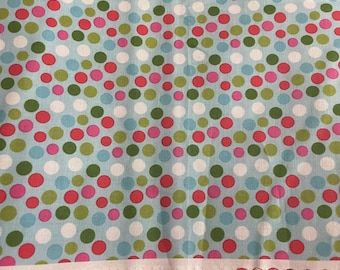Maude Asbury Christmas Cotton Fabric, Red and Green Polka Dots