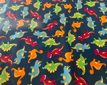 Colorful Dinosaur Cotton Fabric, Quilting Children's Fabric, Brotherandsisterdesigns Print