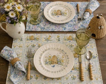 Reversible Spring Floral Placemats | Beehive Wildflower Table Decor