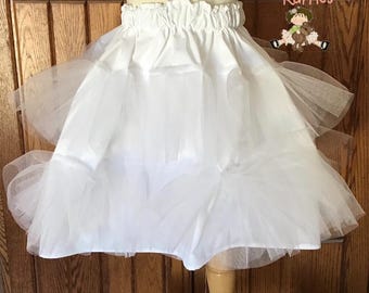 Girls Petticoat slip with tulle ruffles, Handmade Classic Children’s Clothes