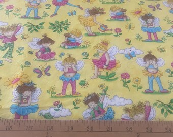 Yellow Fairy Fabric, Children's Cotton, Apparel, Quilt, Half Yard