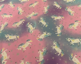 Purple pink teal unicorn fabric, children’s quilting and sewingfabric, JoAnn children’s fabric