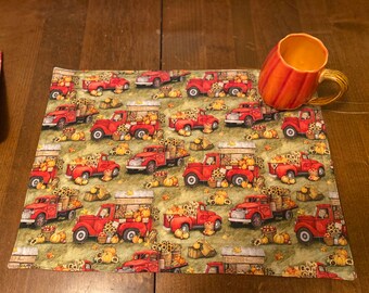 Fall placemats,red truck pumpkin placemats