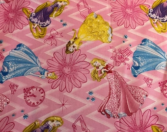 Disney princess fabric, Disney fabric, Cinderella fabric, Rapunzel fabric,Belle fabric, Sleeping beauty fabric, children’s fabric