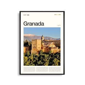 Grenada Spanien Wandkunst, Historisches Alhambra Landschaftsbild, Grenada Poster, Malerische Andalusien Fotografie, Südliches Spanien Dekor
