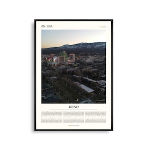 Reno Print Nevada, Reno Wandkunst, Reno Poster, High Desert Stadt Foto, Urban Landschaft Dekor, Berg West Fotografie