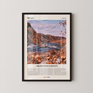 Arlington County Print Virginia, Arlington Wall Art, Arlington Poster, Arlington Photo, Washington DC Metro Art, Potomac River Decor