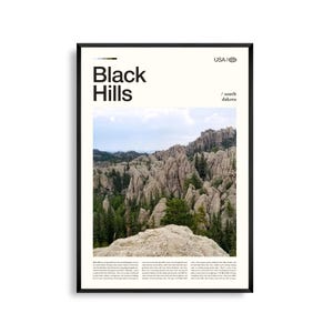 Impresión de Black Hills, Dakota del Sur, Arte mural de Black Hills, Póster de paisaje montañoso, Fotografía de naturaleza escénica, Decoración del oeste