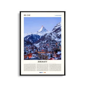 Zermatt Print, Zermatt Wandkunst, Zermatt Poster, Zermatt Fotografie, Schweizer Alpen Landschaft, Bergdorf Dekor