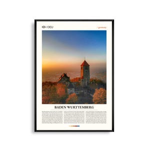 Baden Württemberg Deutschland Wandkunst, Waldlandschaft und historische Stadt Poster, Baden Württemberg Poster, Malerischer Südwesten
