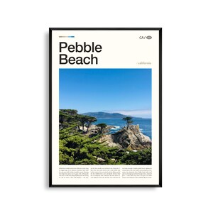 Impression de plage de galets en Californie, art mural de plage de galets, affiche de plage de galets, photo de plage de galets, 17-Mile Drive, cyprès solitaire, plage de galets