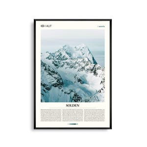 Sölden Print Österreich, Sölden, Wandbild, Sölden Poster, Sölden Foto, Alpines Skiresort, Ötztaler Alpen, Berglandschaft, Winterdeko