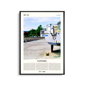 Arte mural de Clonmel, Irlanda, impresión del paisaje urbano del río Suir, póster de Clonmel, fotografía panorámica del condado de Tipperary, decoración rural irlandesa
