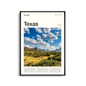 Impresión de Texas, Arte mural de Texas, Póster de Texas, Foto de paisaje del oeste, Decoración desértica, Arte natural de Hill Country, Estilo estrella solitaria