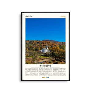 Impresión de Vermont, arte mural de Vermont, póster de Vermont, foto de montañas verdes, decoración rústica natural, arte paisajístico de Nueva Inglaterra