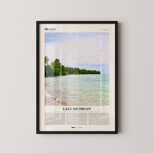 Lake Michigan Michigan Wall Art, Great Lakes Shoreline Print, Lake Michigan Poster, Scenic Coastal Photography, Northern Michigan Decor