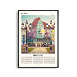 Timisoara Print Rumania, Timișoara Wall Art, Cartel de Timișoara, Foto de Timișoara, Union Square, Arquitectura Barroca, Decoración del Paisaje Urbano