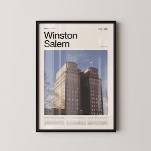 Winston-Salem Print North Carolina, Winston-Salem Wall Art, Winston-Salem Poster, Winston-Salem Photo, Historic Downtown, Cityscape Decor