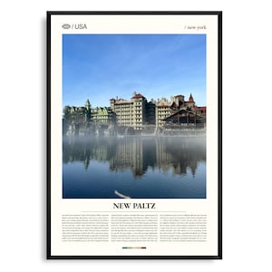 New Paltz New York Wall Art, Hudson Valley landschapsprint, New Paltz poster, schilderachtige upstate fotografie, decor historisch dorp