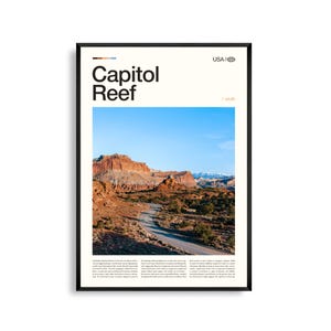 Impresión del Parque Nacional Capitol Reef, Utah, arte mural de roca roja, póster de paisaje de cañón, foto del desierto, decoración natural del suroeste