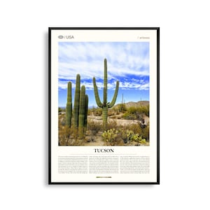 Impresión de Tucson, Arizona, Arte mural de Tucson, Póster de Tucson, Foto de paisaje desértico, Decoración del suroeste, Arte natural de Sonora