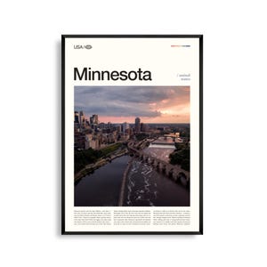 Arte mural de Minnesota, impresión de lagos y bosques escénicos, póster de Minnesota, fotografía de paisajes naturales, decoración de Northwoods