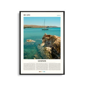 Art mural de Lemnos, Grèce, impression de photographie de paysage de l'île de la mer Égée, affiche de Lemnos, décor côtier pittoresque, oeuvre d'art de voyage en Méditerranée