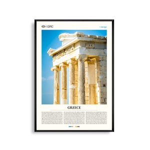 Art mural Grèce, impression de photographie de paysage méditerranéen pittoresque, affiche de la Grèce, décoration de voyage côtière, vue historique européenne