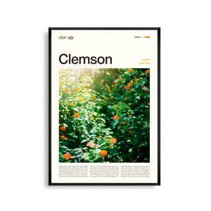 Arte mural de Clemson, Carolina del Sur, impresión de paisaje escénico, póster de Clemson, fotografía de naturaleza en las laderas, decoración del norte de Carolina del Sur