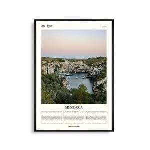 Arte mural de Menorca, España, impresión de playa y paisaje de las Islas Baleares, póster de Menorca, fotografía escénica mediterránea, decoración costera