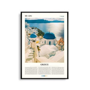 Art mural Grèce, impression de photographie de paysage méditerranéen pittoresque, affiche de la Grèce, décoration de voyage côtière, vue historique européenne