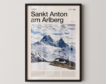 Sankt Anton am Arlberg Print Austria, Sankt Anton Wall Art, Sankt Anton Poster, Alpine Photo, Ski Resort, Tyrolean Alps, Winter Decor