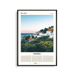 Rhodes Print Greece, Rhodes Wall Art, Rhodes Poster, Rhodes Photo, Medieval Old Town, Aegean Sea, Lindos, Island Landscape Decor