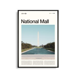 Nationale Einkaufs-Mall-Druck Washington DC, Wand-Kunst der historischen Stadt, Wahrzeichen-Poster, Monument-Landschaftsfoto