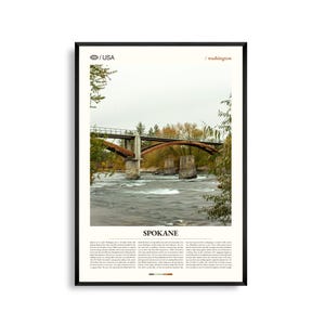 Spokane Print Washington, Spokane Wandkunst, Spokane Poster, Flussufer Foto, pazifischer Nordwesten Dekor, Stadtlandschaft Kunst