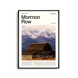 Art mural de Mormon Row dans le Wyoming, impression de ferme historique, affiche de Mormon Row, photographie de paysage pittoresque de Teton, décoration western rustique