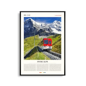 Impresión de los Alpes suizos, arte mural de los Alpes suizos, póster de los Alpes suizos, foto de los Alpes suizos, picos de montaña, paisaje alpino, decoración natural