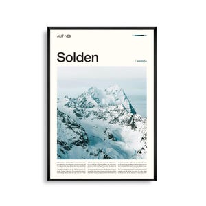 Sölden Print Österreich, Sölden, Wandbild, Sölden Poster, Sölden Foto, Alpines Skiresort, Ötztaler Alpen, Berglandschaft, Winterdeko