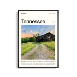 Impresión de Tennessee, arte mural de Tennessee, póster de Tennessee, foto de las Montañas Humeantes, decoración de los Apalaches, paisaje natural sureño