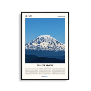 Mount Adams Washington Wall Art, print berglandschap, poster Mount Adams, schilderachtige Cascade Range-fotografie, decor Pacific Northwest