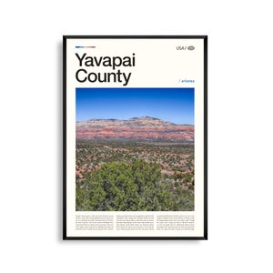 Impression du comté de Yavapai, Arizona, art mural Yavapai, affiche Yavapai, photo Yavapai, paysage Red Rock, Prescott, paysage de Sedona, décoration sud-ouest