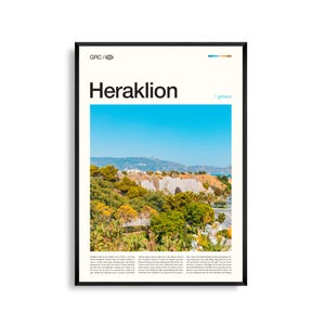 Heraklion Griechenland Wandkunst, Historische Stadtansicht und Sonnenuntergang am Mittelmeer, Heraklion Poster, Malerische Europäische Fotografie, Küstendekor