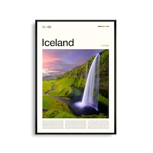 Arte mural de Islandia, majestuoso paisaje nórdico y aurora boreal, póster de Islandia, fotografía escénica, decoración inspirada en la naturaleza