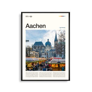 Aachen Poster schwarz und weiß, Aachen, Kunst, Aachen Poster, Aachen Foto, Aachen Wanddekor, Deutschland, Deutschland, Europa, Köln