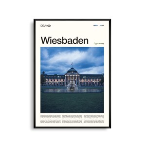 Wiesbaden-print, Wiesbaden-muurkunst, Wiesbaden-poster, Wiesbaden-fotografie, Duits stadsgezicht, decor Rijndal