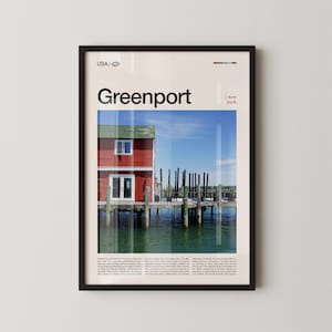 Greenport New York Wall Art, Coastal Village Landscape Print, Greenport Poster, Scenic Long Island Photography, Nautical Harbor Decor