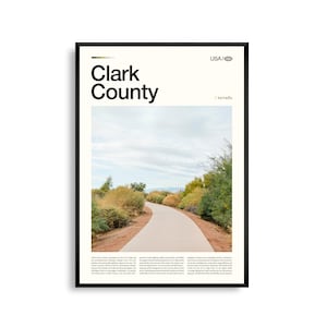 Clark County Nevada Wandkunst, Wüstenlandschaft Druck, Clark County Poster, Naturfotografie des Südwestens, Mojave-Wüste Dekor