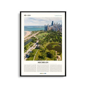 Arte mural de Michigan, impresión de paisajes de los Grandes Lagos, póster de Michigan, fotografía de naturaleza escénica, decoración de exteriores del Medio Oeste