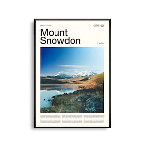 Arte mural del Monte Snowdon, Gales, impresión fotográfica del paisaje de la montaña Snowdonia, póster del Monte Snowdon, decoración de naturaleza escénica, ilustraciones de viajes por el Reino Unido